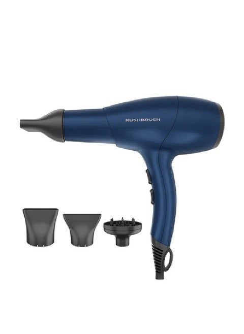 Rush Brush D3 Ultra Hair Dryer with Attachments, 2400 Watt, 3 Temperature - Navy Blue