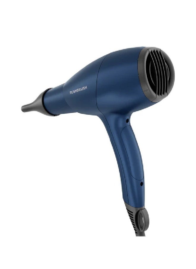Rush Brush D3 Ultra Hair Dryer with Attachments, 2400 Watt, 3 Temperature - Navy Blue