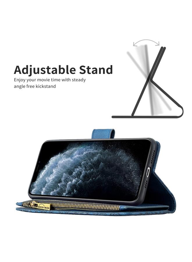 Zaboon Case For iPhone 11 Pro Max Flying Butterfly Embossing Pattern Zipper Horizontal Flip Leather Case with Holder & Card Slots & Wallet - Image 4