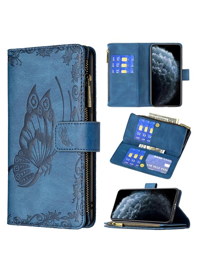 Zaboon Case For iPhone 11 Pro Max Flying Butterfly Embossing Pattern Zipper Horizontal Flip Leather Case with Holder & Card Slots & Wallet - Image 1
