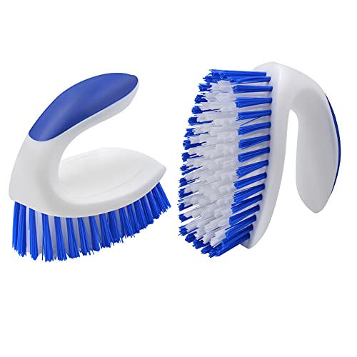 BITOPE Heavy Duty Scrub Brush Pack of 2, Cleaning Brush with Comfortable Grip for Bathroom, Shower, Carpet, Sink Cleaning - Image 1