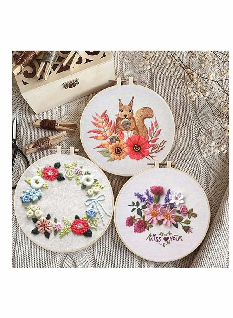 Y&D Embroidery Starter Kit, 3 Pcs DIY Stamped Cross Stitch Kits for Adults, Hand Beginners Kit with Cute Fox Flower Plant Pattern and Hoop  - Image 5