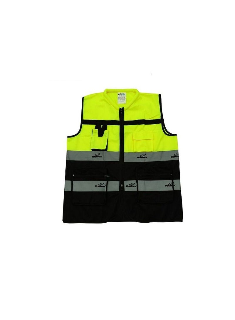 Vaultex Half Sleeve Reflective Vest Safety Jacket High Visibility Light Weight Breathable Washable  L