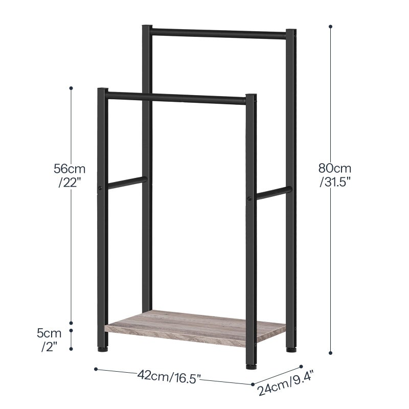 HOOBRO Freestanding Towel Rack, 2 Tier Towel Holder for Bathroom, Blanket Rack Stand, Industrial Towel Bar Stand with Storage Shelf, for Bathroom, Bedroom, Laundry Room, Metal, Greige BG02LB01 - Image 5
