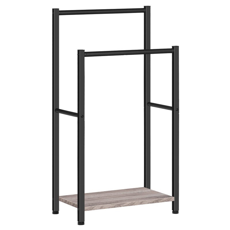 HOOBRO Freestanding Towel Rack, 2 Tier Towel Holder for Bathroom, Blanket Rack Stand, Industrial Towel Bar Stand with Storage Shelf, for Bathroom, Bedroom, Laundry Room, Metal, Greige BG02LB01 - Image 1