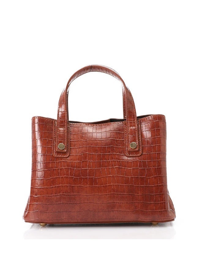 DejaVu One Main Compartment Camel Faux Leather Handbag - Image 3