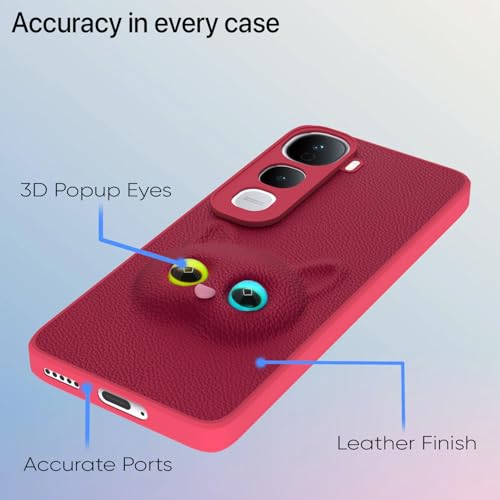 Pikkme Back Cover for Vivo Y400 5G | Cute Cat Leather Finish | Soft TPU | Bumper Case for Girls (Pink) - Image 4
