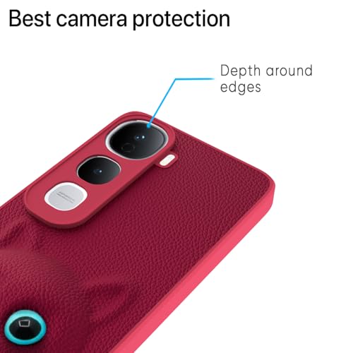 Pikkme Back Cover for Vivo Y400 5G | Cute Cat Leather Finish | Soft TPU | Bumper Case for Girls (Pink) - Image 5