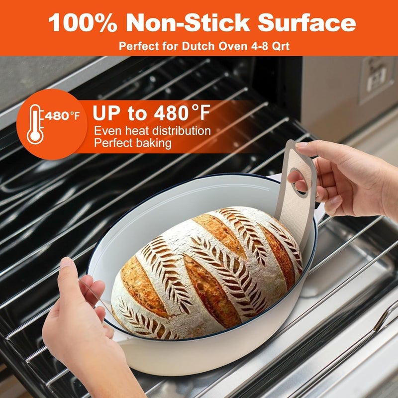 VOLMATE VOLMATE Silicone Bread Sling Oval NonStick Easy Clean Reusable Baking Mat for Dutch Oven Sourdough Bread with Long Handles 1 Gray Square  - Image 4
