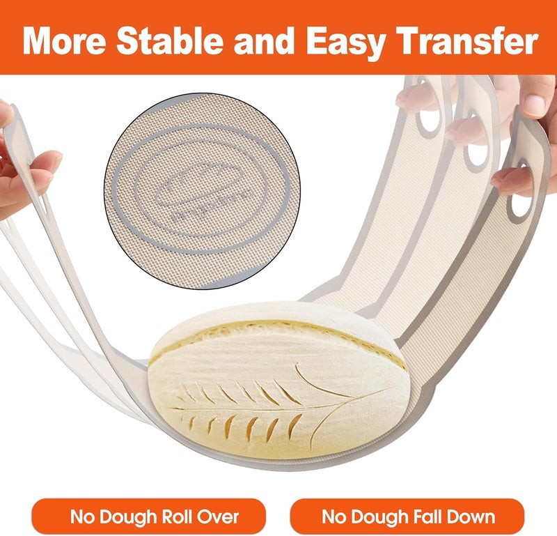 VOLMATE VOLMATE Silicone Bread Sling Oval NonStick Easy Clean Reusable Baking Mat for Dutch Oven Sourdough Bread with Long Handles 1 Gray Square  - Image 2