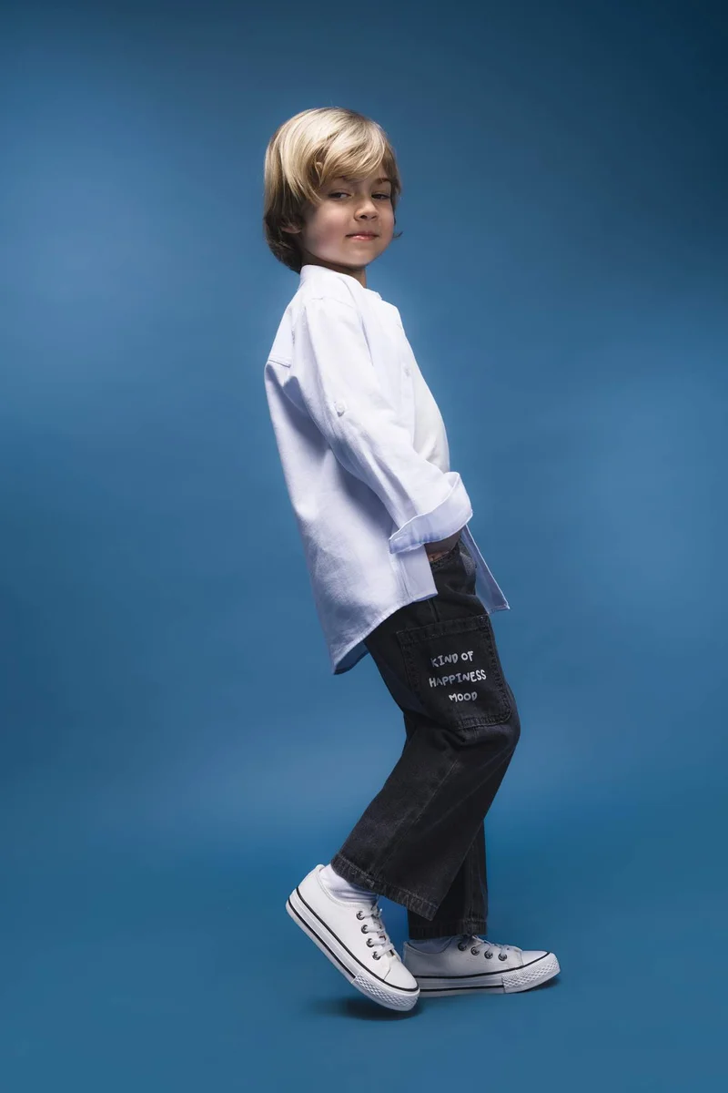 Defacto Baby Boy Elastic Waist Pocket Printed Jeans