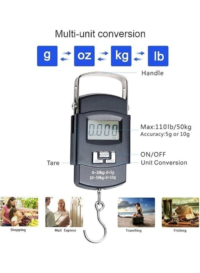SAFENHAND Portable Digital Hanging Luggage Scale, Portable Handheld Travel Luggage Electronic Scale, 50kg Capacity  - Image 5