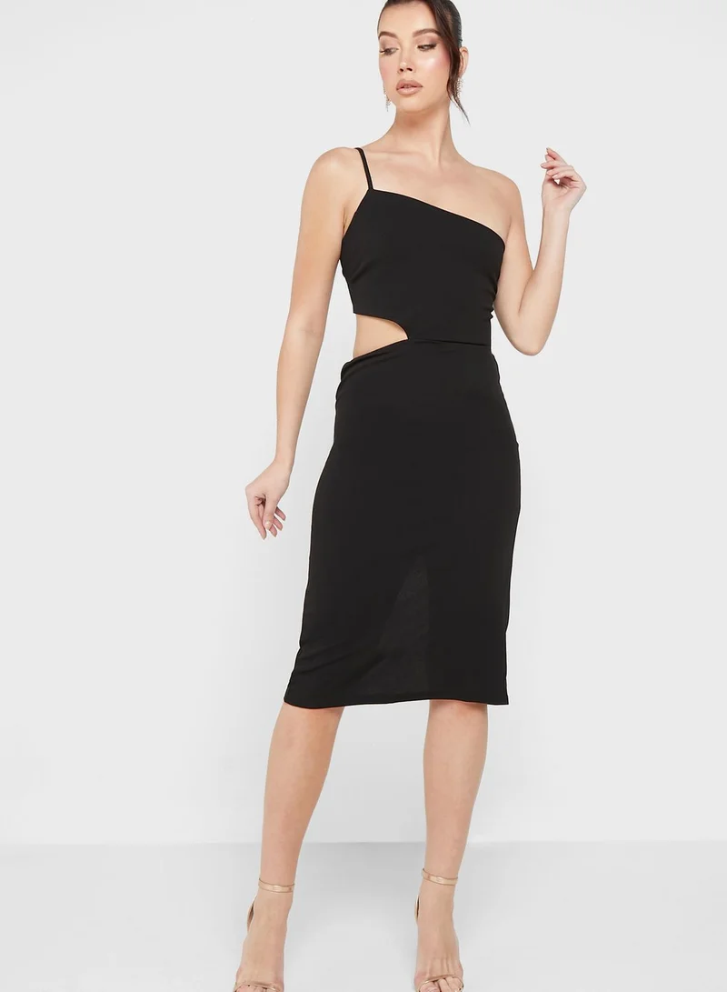 skirt and stiletto One Shoulder Strappy Cut Out Detail Dress