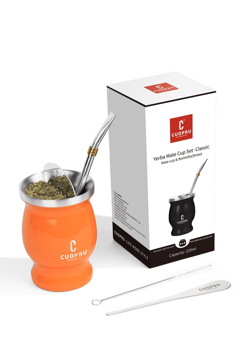 CUOPRU Yerba Mate Cup Set 8 oz Argentinian Style with Bombilla Straw and Tea Strainer  - Image 2
