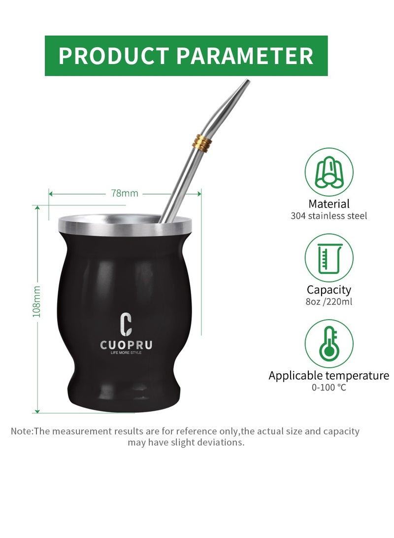 CUOPRU Yerba Mate Cup Set 8 oz Argentinian Style with Bombilla Straw and Tea Strainer  - Image 3