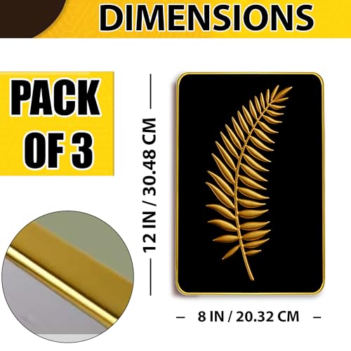 Rousrie Premium Wall Hanging With Golden Frame | Wooden Hanging For Living Room Decoration | Modern Home Decor, Pack of 3, A4 - Image 4