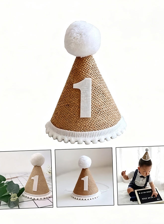 Happy D 1st Birthday Party Hat For Babies, Birthday Hat, Adjustable Soft Headband, Birthday Decoration Celebration Cone Hats For Celebrations, Linen Decorative Hat, Party Supplies For Baby For Girl And Boy - Image 3