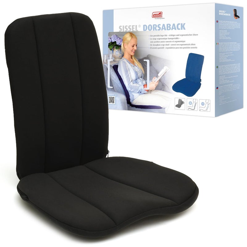 SISSEL DorsaBack Black Ergonomic Back Support Seat Aid Adjustable Seat Angle Lightweight Portable 3Year Warranty Ideal for Office Home Promotes Healthy Sitting - Image 2