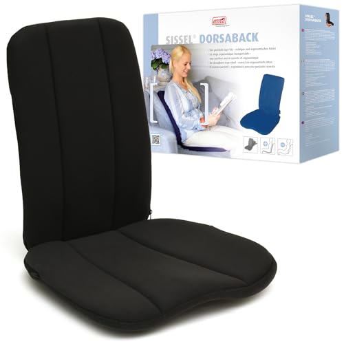 SISSEL DorsaBack Black Ergonomic Back Support Seat Aid Adjustable Seat Angle Lightweight Portable 3Year Warranty Ideal for Office Home Promotes Healthy Sitting - Image 1
