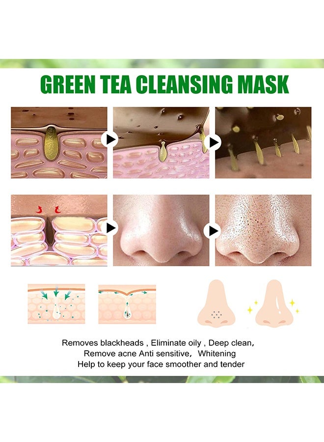 إيلهو قناع تطهير الشاي الأخضر - قناع تمزيق التحكم في الزيت مزيل الرؤوس السوداء الشاي الأخضر تمزيق قشر قناع قبالة الجلد الميت تنظيف المسام ، قناع تقشير إشراق البشرة للبشرة الباهتة -40G - Image 4