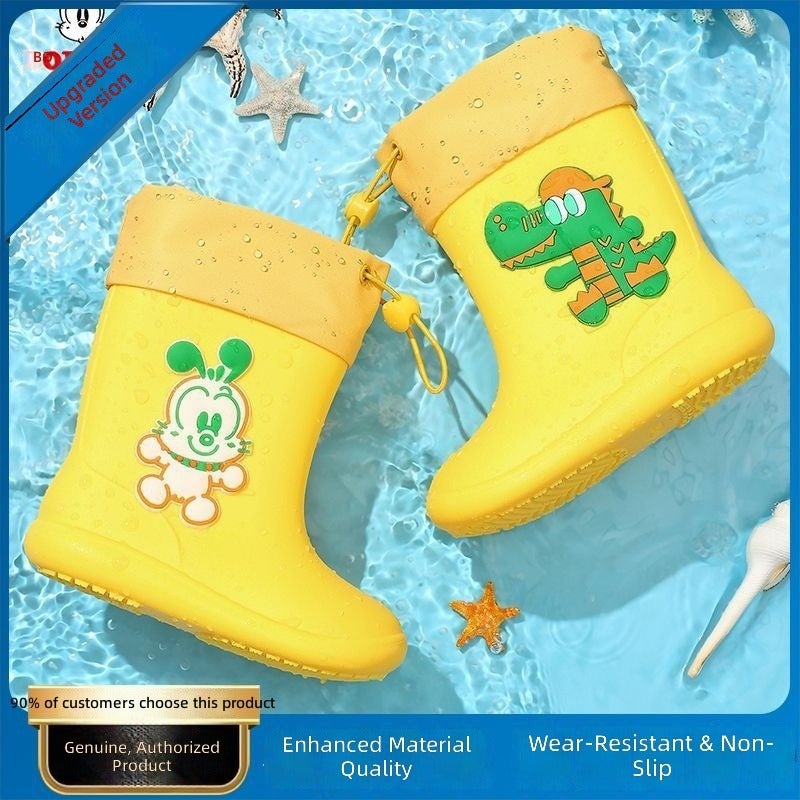 BOBDOG Kids Rain Boots Anti-Slip Boys Girls Rain Shoes Waterproof PVC Low-Top School Rain Boots for Children