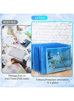 Zhehao 100 Pcs Clear Envelopes With Snap Button Closure A4 Letter Size Plastic Envelope Folder Poly Document Envelopes With Button Closure File Folders For School Home Office (Bluesimple Style)  - Image 5