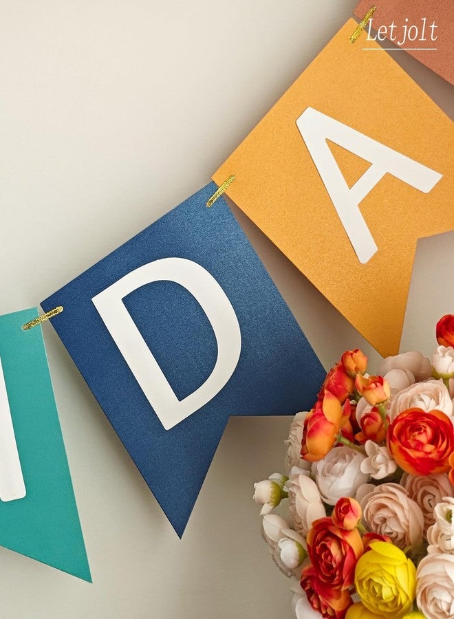 Letjolt Blue Orange Happy Birthday Banner Birthday Party Bunting Signs Supplies - Image 5
