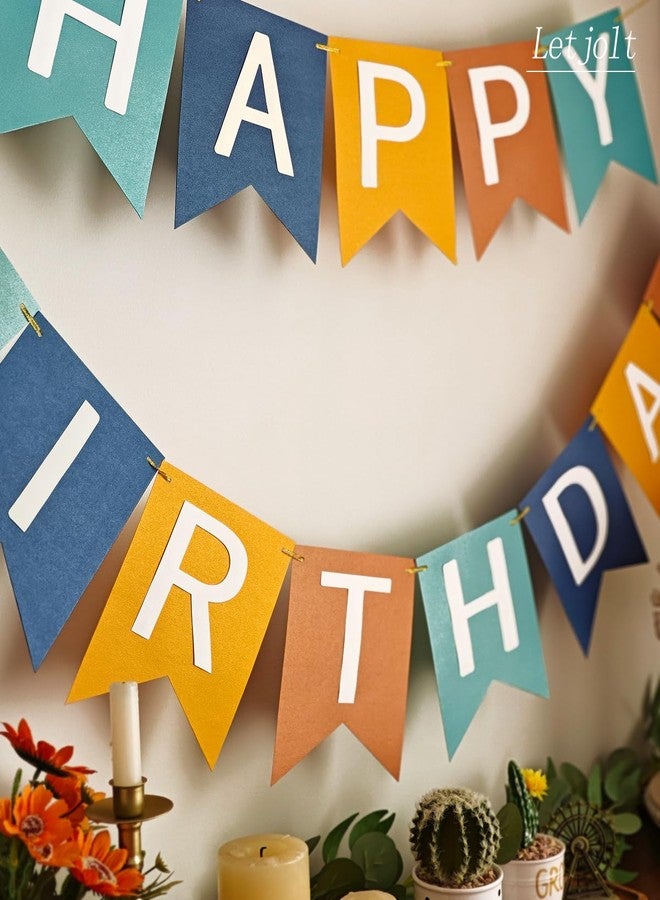 Letjolt Blue Orange Happy Birthday Banner Birthday Party Bunting Signs Supplies - Image 4