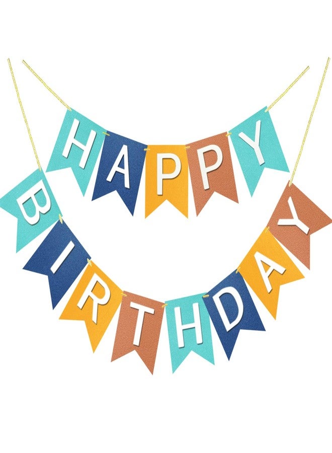 Letjolt Blue Orange Happy Birthday Banner Birthday Party Bunting Signs Supplies - Image 1