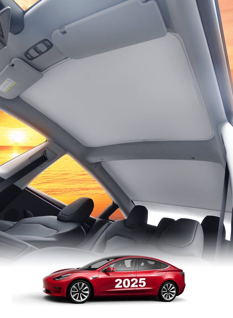 كيل › واقي سقف لسيارة تيسلا موديل 3 هايلاند 2024–2025، [بدون فراغات أو ترهل] عازل حراري وحماية من الأشعة فوق البنفسجية، واقي سقف بانوراما تيسلا موديل 3 هايلاند - اكسسوارات تيسلا موديل 3 2024–2025 (رمادي) (تناسب فقط موديل 3 هايلاند) - Image 1