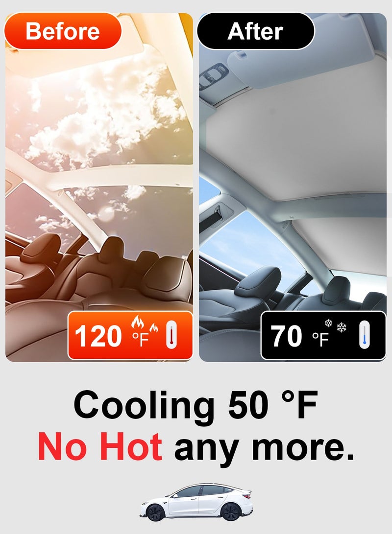 كيل › واقي سقف لسيارة تيسلا موديل 3 هايلاند 2024–2025، [بدون فراغات أو ترهل] عازل حراري وحماية من الأشعة فوق البنفسجية، واقي سقف بانوراما تيسلا موديل 3 هايلاند - اكسسوارات تيسلا موديل 3 2024–2025 (رمادي) (تناسب فقط موديل 3 هايلاند) - Image 4