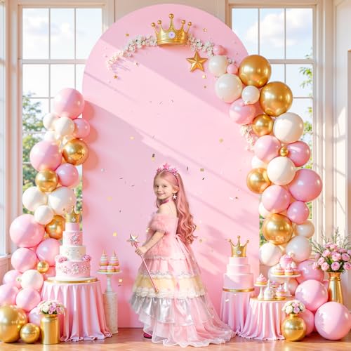 PARTISKY 6FT Baby Pink Arch Covers, Spandex Fitted Wedding Arch Stand Covers Round Top Chiara Backdrop Cover for Birthday Party Ceremony Banquet Decoration - Image 2