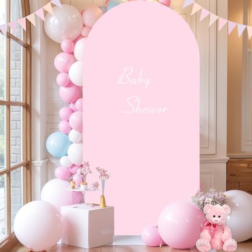 PARTISKY 6FT Baby Pink Arch Covers, Spandex Fitted Wedding Arch Stand Covers Round Top Chiara Backdrop Cover for Birthday Party Ceremony Banquet Decoration - Image 5