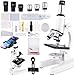 JECONE Microscope for Adults Kids 40X2500X HighPower Compound Microscope for Students School Lab Home SchoolingEquiped with Slides Set Phone Holder Light White - Image 3