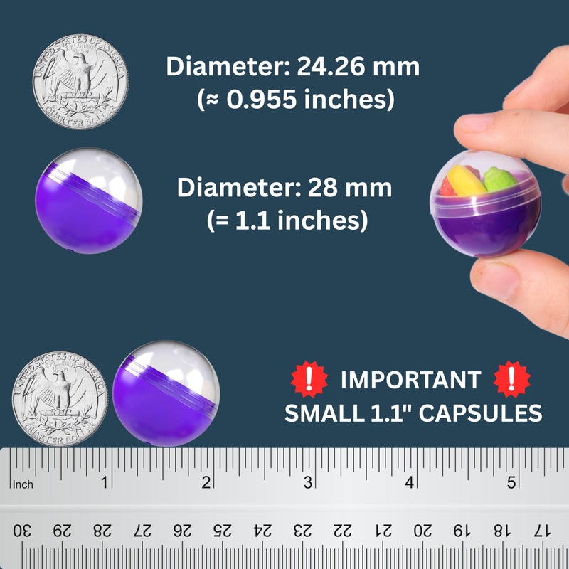 Entervending Capsule Vending Machine - Small Round Capsules Empty 50 pcs 1.1 inch (28mm) - Capsules Bulk Party Favors Containers - Easter Basket Stuffers Gifts Pinata Stuffers DIY Craft Supplies - Image 3