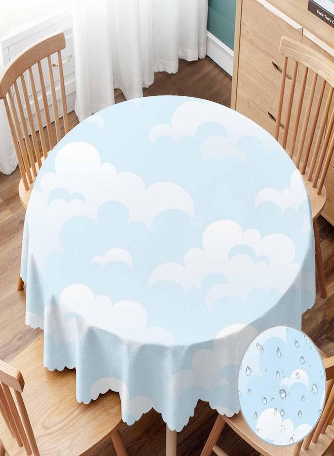Yibeas Sky and Clouds Tablecloth 60 inch - Round Table Cloth with Japanese Painting Elements - Table Cover for Outdoor - Image 1