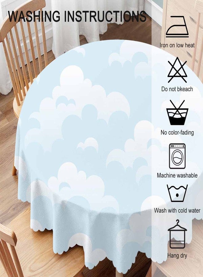 Yibeas Sky and Clouds Tablecloth 60 inch - Round Table Cloth with Japanese Painting Elements - Table Cover for Outdoor - Image 5