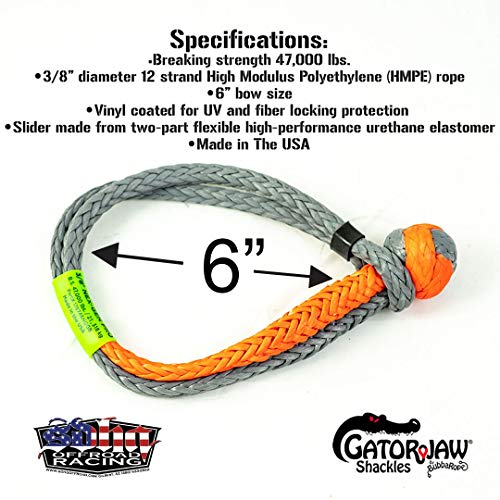 Bubba Rope GatorJaw Soft Shackle (47,000LB Breaking Strength NexGen Orange & Gray) - Image 1
