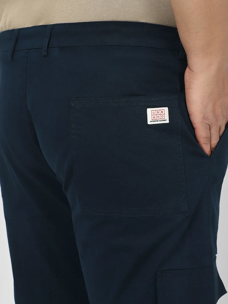 Urbano Fashion  Urbano Plus Men's Navy Regular Fit Solid Cargo Chino Pant with 6 Pockets Stretchable for Men | Best Price UAE