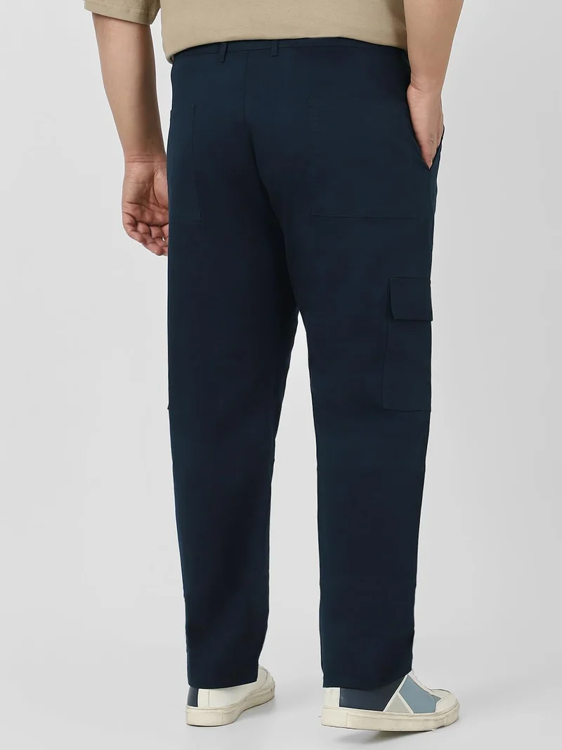 Urbano Fashion  Urbano Plus Men's Navy Regular Fit Solid Cargo Chino Pant with 6 Pockets Stretchable for Men | Best Price UAE