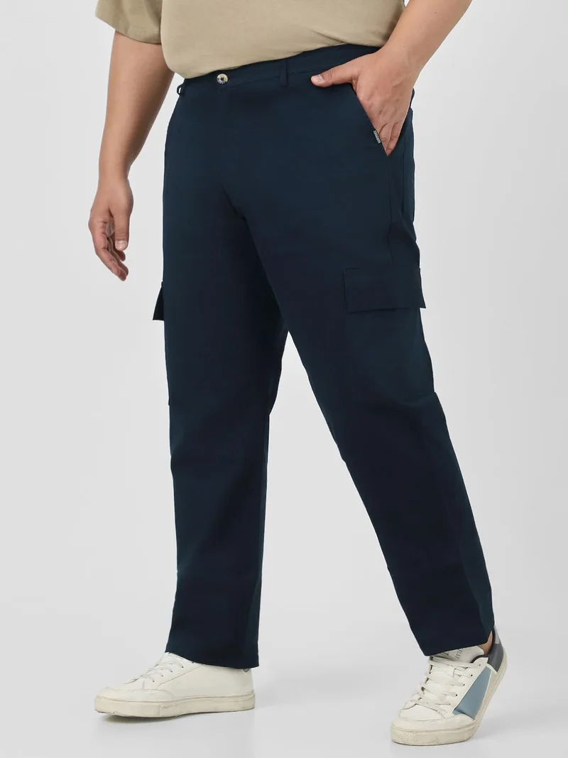Urbano Fashion  Urbano Plus Men's Navy Regular Fit Solid Cargo Chino Pant with 6 Pockets Stretchable for Men | Best Price UAE