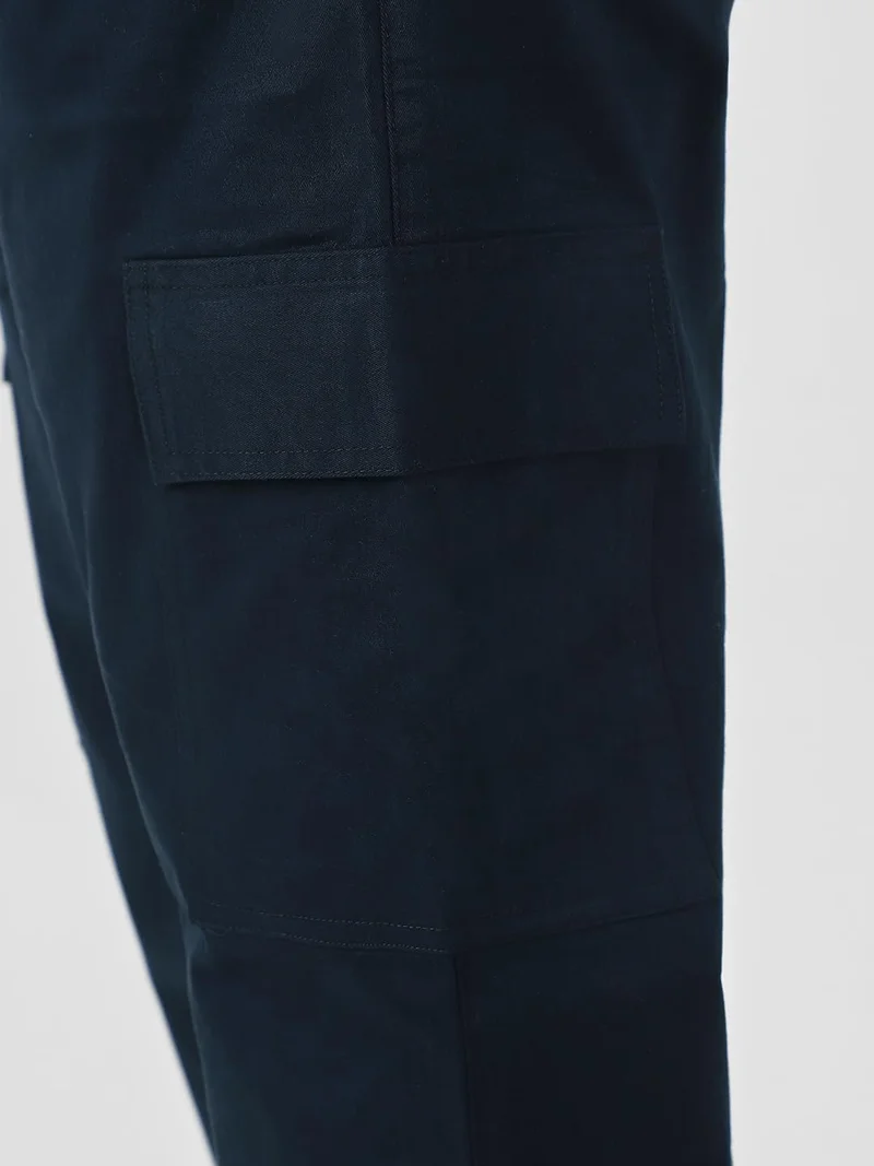 Urbano Fashion  Urbano Plus Men's Navy Regular Fit Solid Cargo Chino Pant with 6 Pockets Stretchable for Men | Best Price UAE