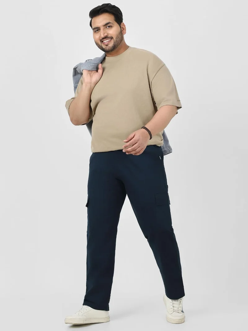 Urbano Fashion  Urbano Plus Men's Navy Regular Fit Solid Cargo Chino Pant with 6 Pockets Stretchable for Men | Best Price UAE