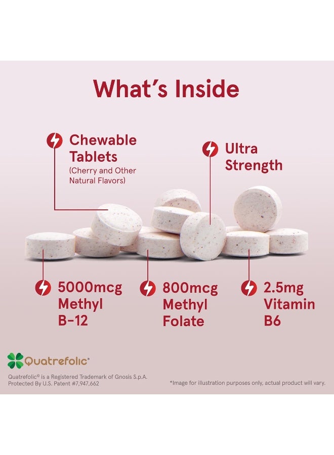 jarrow formulas Ultra Strength Methyl B12 & Folate Chewable Tablets for Energy - Image 3