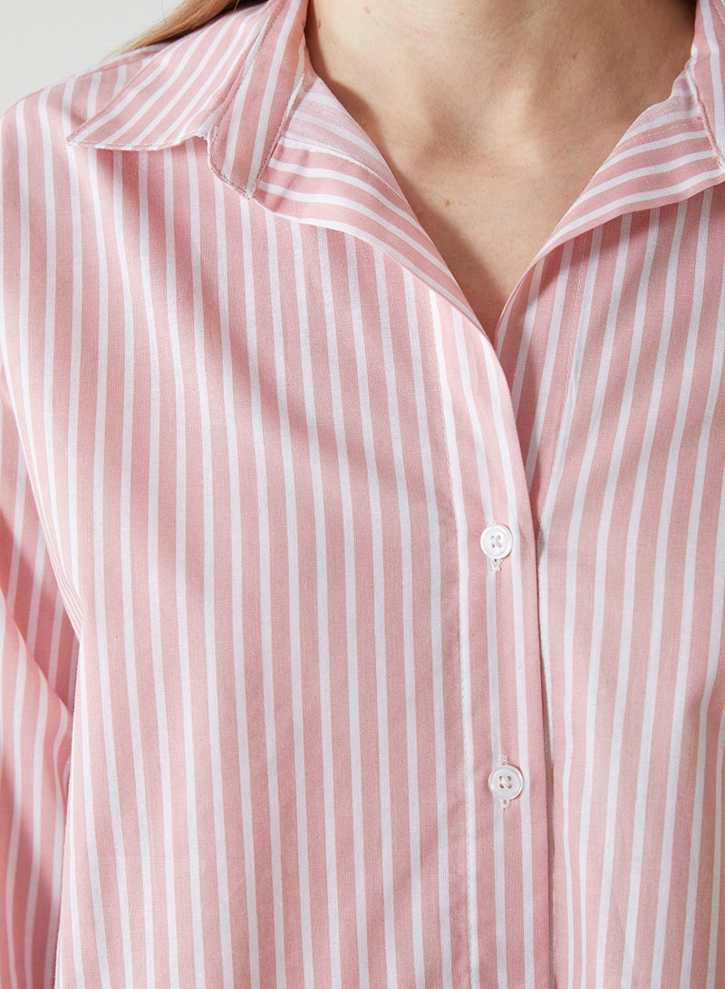 LC WAIKIKI Striped Oversize Poplin Women's Shirt - Image 3