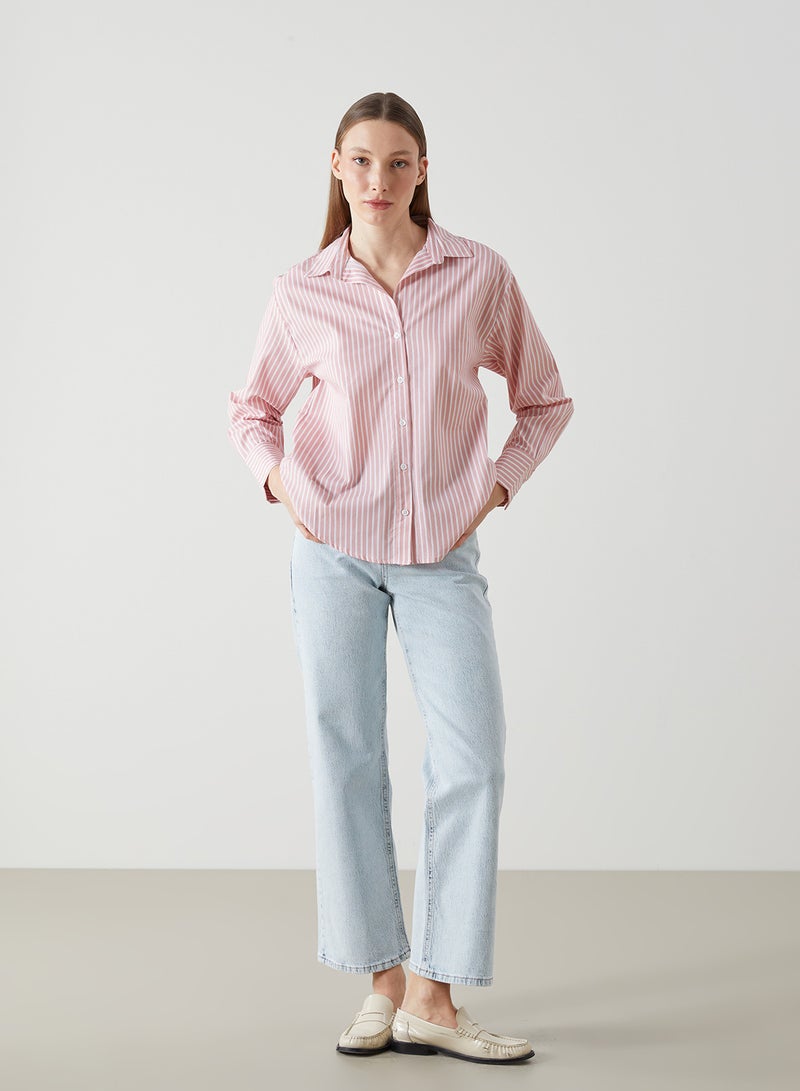 LC WAIKIKI Striped Oversize Poplin Women's Shirt - Image 2