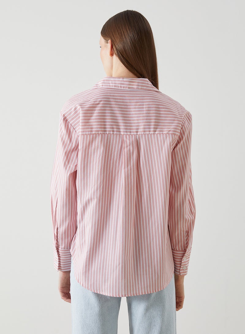 LC WAIKIKI Striped Oversize Poplin Women's Shirt - Image 4