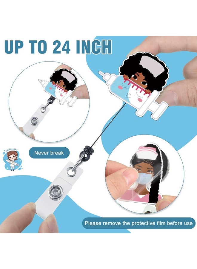 تيلينغ 6 قطع من بكرة شارة ممرضة سوداء قابلة للسحب مع مشبك حامل شارة ممرضة سوداء، 6 أنماط مشبك شارة هوية لطيف لحامل شارة هوية التمريض في المستشفى، هدية عيد ميلاد للطالبة المتطوعة والطبيبة - Image 3