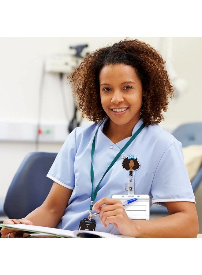 تيلينغ 6 قطع من بكرة شارة ممرضة سوداء قابلة للسحب مع مشبك حامل شارة ممرضة سوداء، 6 أنماط مشبك شارة هوية لطيف لحامل شارة هوية التمريض في المستشفى، هدية عيد ميلاد للطالبة المتطوعة والطبيبة - Image 5