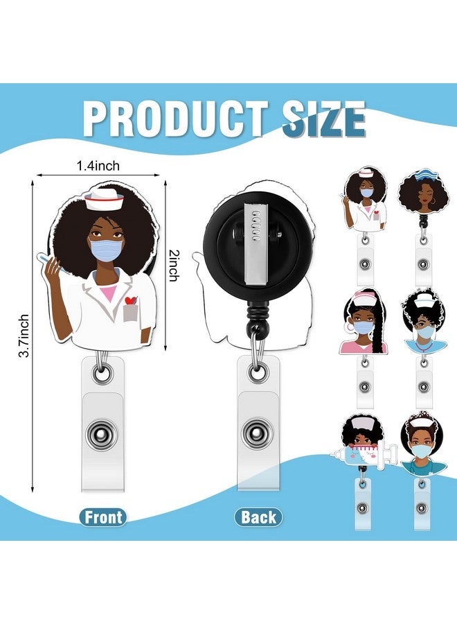 تيلينغ 6 قطع من بكرة شارة ممرضة سوداء قابلة للسحب مع مشبك حامل شارة ممرضة سوداء، 6 أنماط مشبك شارة هوية لطيف لحامل شارة هوية التمريض في المستشفى، هدية عيد ميلاد للطالبة المتطوعة والطبيبة - Image 2